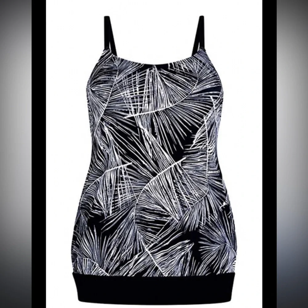 Amoena Florida Pocketed blouson tanikini & skirt Swimsuit Black size 8 cup C NWT